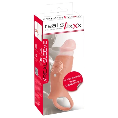 realistixxx - nyitott végű, vibrációs péniszköpeny (testszínű)