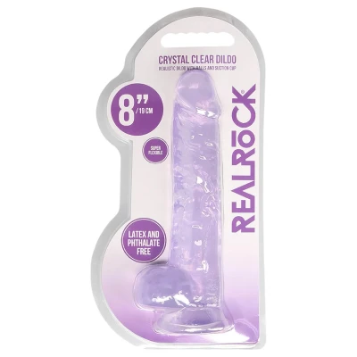 RealRock - lila átlátszó, élethű dildó (19 cm)