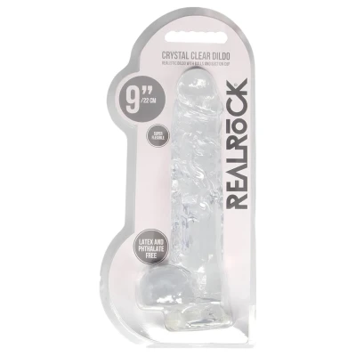RealRock - átlátszó élethű dildó (átlátszó, 22 cm)