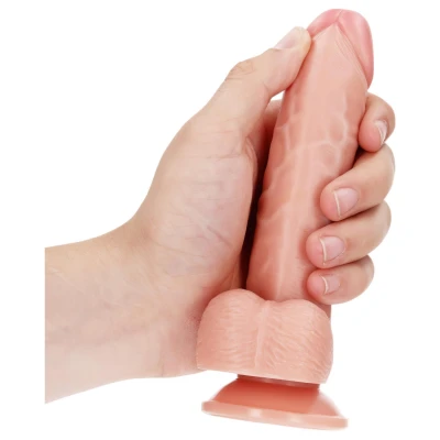 RealRock - tapadókorongos, herés dildó - 15,5 cm (testszínű)