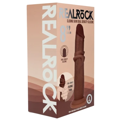 RealRock - dupla sűrűségű élethű dildó (barna, 20,5 cm)