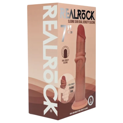 RealRock - dupla sűrűségű élethű dildó (napbarnított, 18,5 cm)
