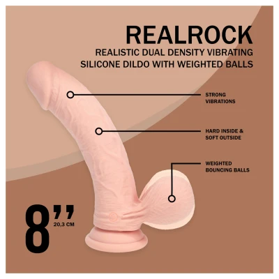 RealRock - dupla sűrűségű élethű vibrátor (testszínű) - 20 cm