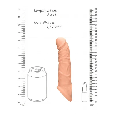 RealRock Penis Sleeve 8 - testszínű élethű péniszköpeny hosszabbító (21 cm)