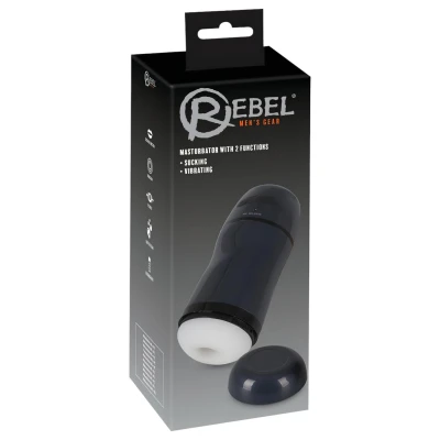Rebel - 2in1 szívó, vibráló maszturbátor férfiaknak (fekete)