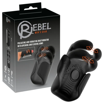 Rebel - lüktető, vibrációs maszturbátor férfiaknak (fekete)