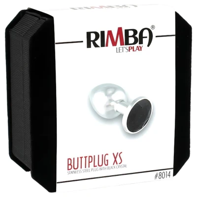 Rimba XS - fekete köves fém anál plug, kis méret (ezüst)