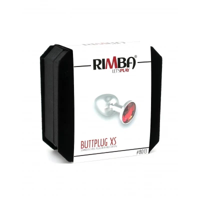 Rimba XS - piros köves fém anál plug, kis méret (ezüst)