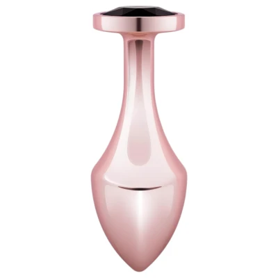 Rosy Gold Butt Plug - fekete köves anál plug (rosegold)