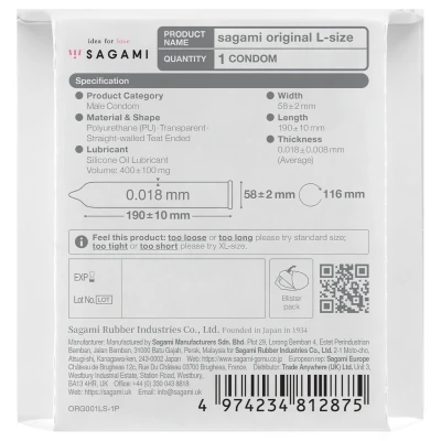 Sagami Original 0,01 L - óvszer - 58 mm (1 db)