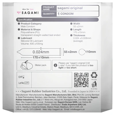 Sagami Original 0,02 - óvszer - 55 mm (1 db)