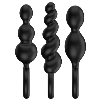 Satisfyer Booty Call - anál plug szett (fekete, 3 részes)