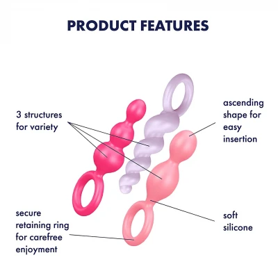 Satisfyer Booty Call - színes anál plug szett (3 részes)