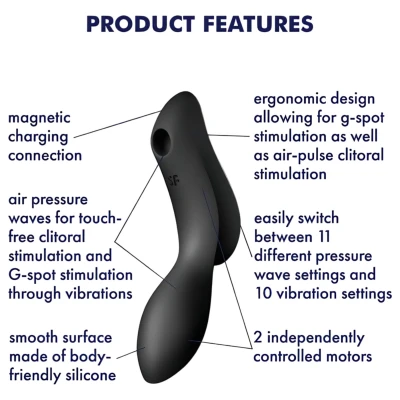Satisfyer Curvy Trinity 2 - léghullámos 2in1 vibrátor (fekete)