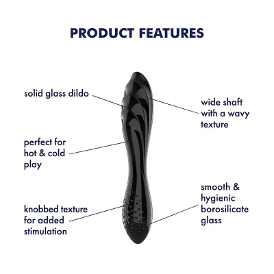 Satisfyer Dazzling Crystal 1 - dupla végű üveg dildó (fekete)