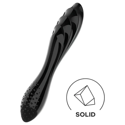 Satisfyer Dazzling Crystal 1 - dupla végű üveg dildó (fekete)