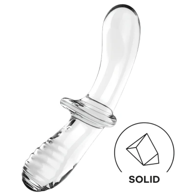 Satisfyer Double Crystal - kétvégű üveg dildó (átlátszó)