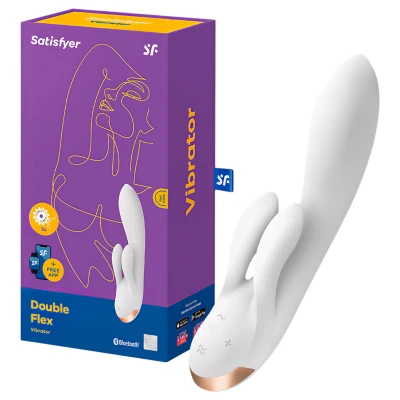 Satisfyer Double Flex - App-vezérelt csiklókaros vibrátor (fehér)