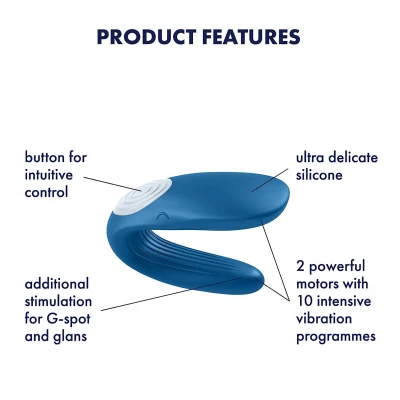 Satisfyer Double Whale - 2 motoros párvibrátor (kék)