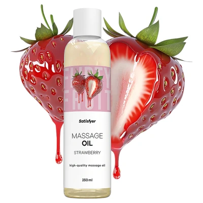 Satisfyer - ízesített masszázsolaj - eper (250 ml)