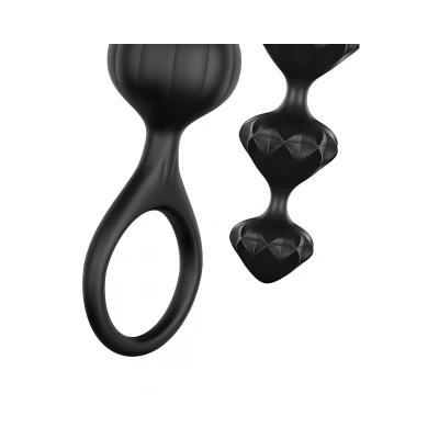 Satisfyer Love Beads - gyöngyös anál dildó szett (fekete)
