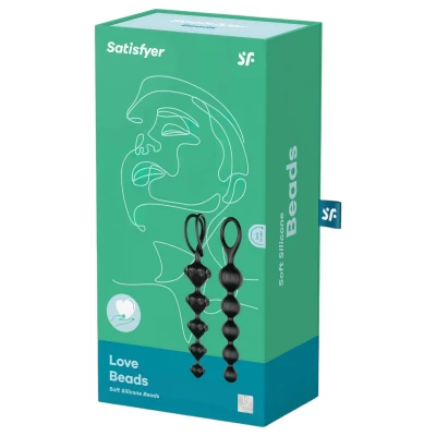 Satisfyer Love Beads - gyöngyös anál dildó szett (fekete)