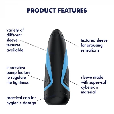 Satisfyer Men One - szívó maszturbátor férfiaknak (kék-fekete)