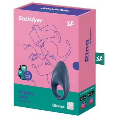 Satisfyer Mighty One - App-vezérelt vibrációs péniszgyűrű (kék)