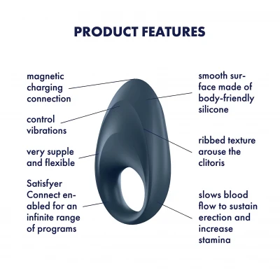 Satisfyer Mighty One - App-vezérelt vibrációs péniszgyűrű (kék)