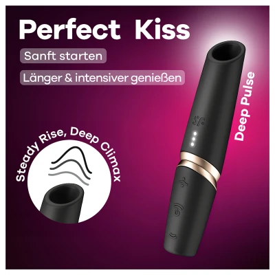 Satisfyer Perfect Kiss - rúzs vibrátor (fekete)