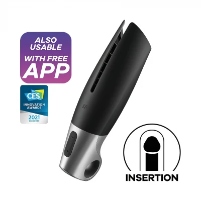Satisfyer Power - App-vezérelt maszturbátor, férfiaknak (fekete)