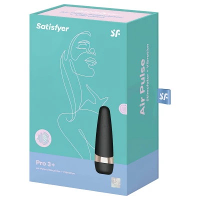 Satisfyer Pro 3+ - léghullámos, vízálló, akkus csiklóizgató vibrátor (fekete)