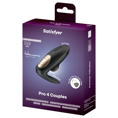 Satisfyer Pro 4 Couples - léghullámos párvibrátor (fekete)