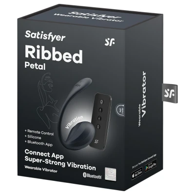 Satisfyer Ribbed Petal - hordható rádiós vibrotojás (fekete)