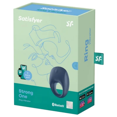 Satisfyer Strong One - App-vezérelt vibrációs péniszgyűrű (kék)