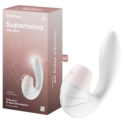 Satisfyer Supernova - akkus, léghullámos 2in1 vibrátor (fehér)