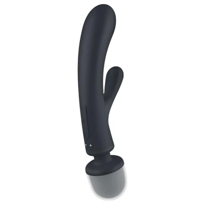 Satisfyer Triple Lover - G-pont és masszírozó wand vibrátor (fekete)