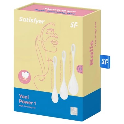 Satisfyer Yoni Power 1 - gésagolyó szett (fehér, 3 részes)