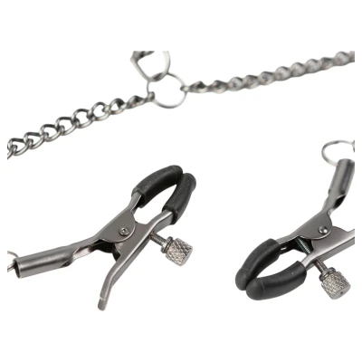 Sei Mio - nyakörv és bimbócsipesz, bondage szett (fekete)