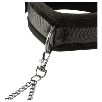 Sei Mio - nyakörv és bimbócsipesz, bondage szett (fekete)