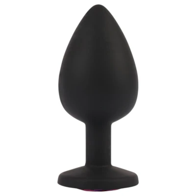 Senuelo Booty Fantasy - szilikon anál plug kristállyal (fekete) - L