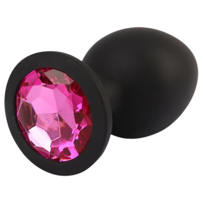 Senuelo Booty Fantasy - szilikon anál plug kristállyal (fekete) - L
