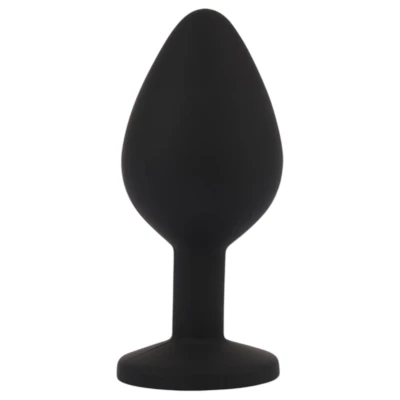 Senuelo Booty Fantasy - szilikon anál plug kristállyal (fekete) - M