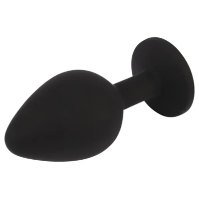 Senuelo Booty Fantasy - szilikon anál plug kristállyal (fekete) - M