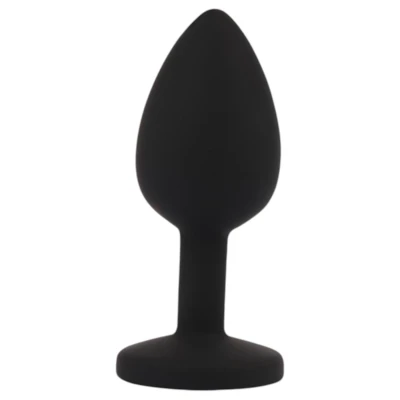 Senuelo Booty Fantasy - szilikon anál plug kristállyal (fekete) - S