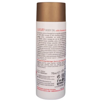 HOT Shiatsu Luxury - ehető masszázsolaj eper-vörösbors ízzel (75 ml)