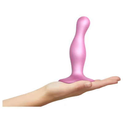 Strap-on-me Curvy S - hullámos, tapadókorongos dildó (pink)