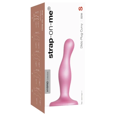 Strap-on-me Curvy S - hullámos, tapadókorongos dildó (pink)