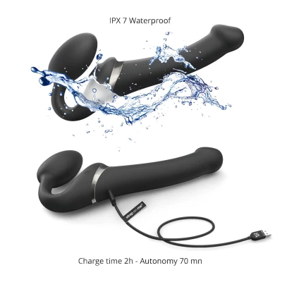 Strap-on-me S - felcsatolható, léghullámos vibrátor (fekete)