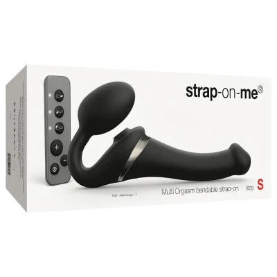 Strap-on-me S - felcsatolható, léghullámos vibrátor (fekete)